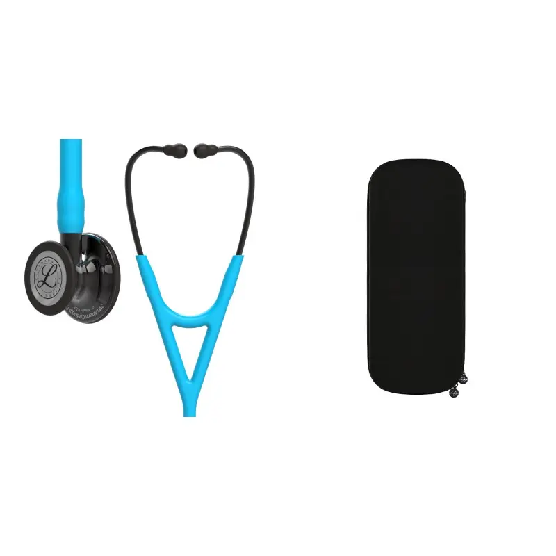 باقة أمراض القلب - سماعة الطبيب Littmann Cardiology IV تركواز بكبسولة دخانية 6171 + حقيبة سماعة طبيب Cardio سوداء