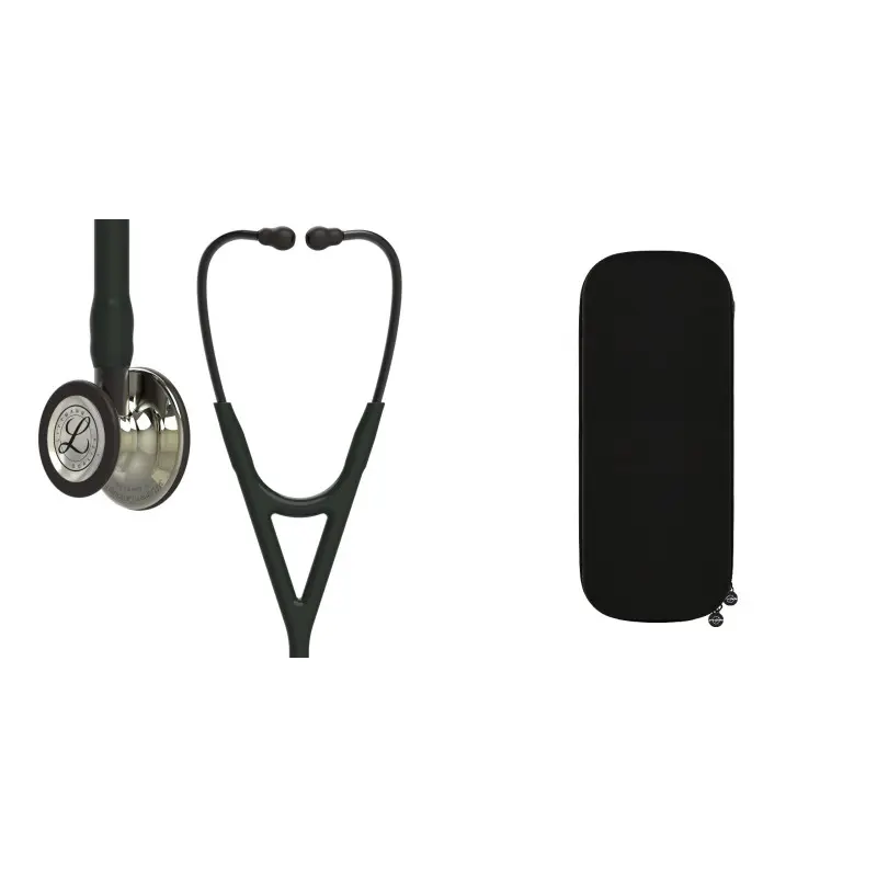 Pachet cardio - Stetoscop Littmann Cardiology IV Negru, capsula sampanie 6179 + Borseta stetoscop Cardio Neagra