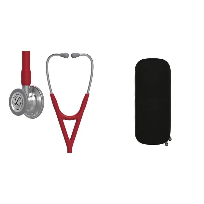 Kardio csomag - Littmann Cardiology IV sztetoszkóp burgundi piros 6184 + Fekete Cardio sztetoszkóp táska