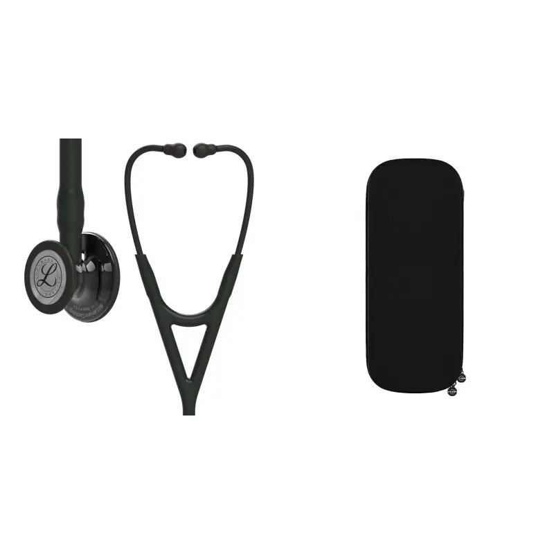 حزمة قلبية - سماعة طبية Littmann Cardiology IV أسود كبسولة مدخنة تشطيب مرآة 6232 + حقيبة سماعة طبية Cardio سوداء