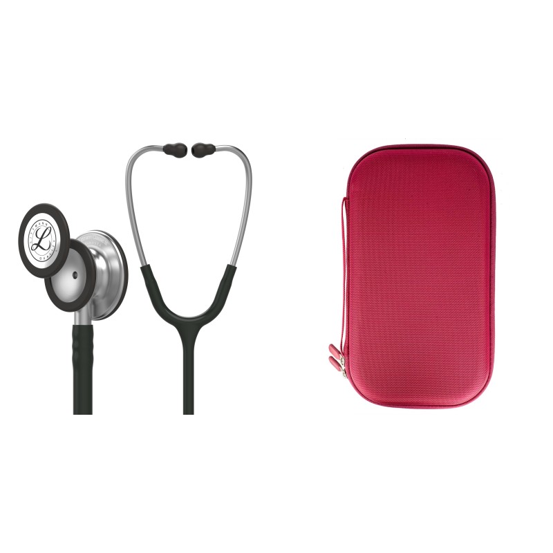 Pachet student - Stetoscop Littmann Classic III Negru 5620 + Borseta rosu perlat