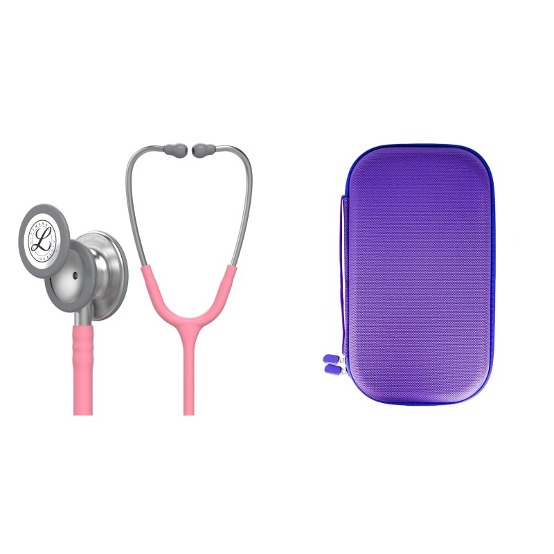 Pachet student - Stetoscop Littmann Classic III Roz Perlat 5633 + Borseta mov perlat