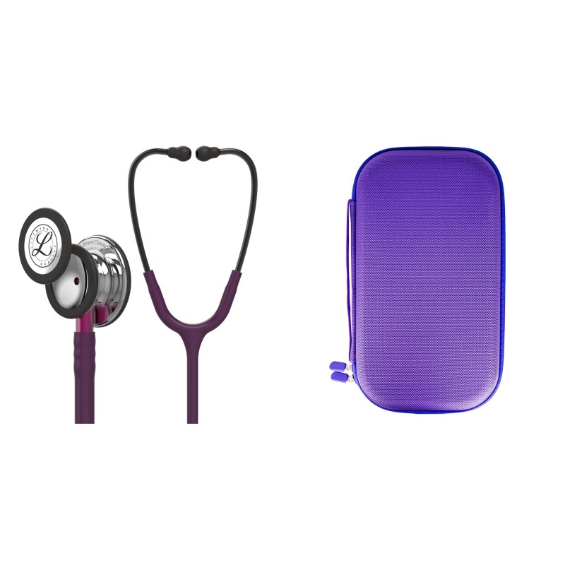 Pachet student - Stetoscop Littmann Classic III Plum cu capsula oglinda 5960 + Borseta Mov perlat