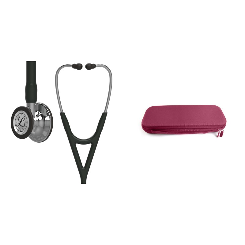 Pachet cardio - Stetoscop Littmann Cardiology IV Negru 6152 + Borseta stetoscop Cardio Plum
