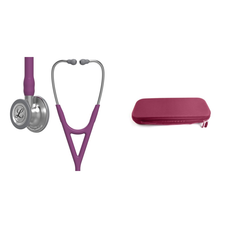 Pachet cardio - Stetoscop Littmann Cardiology IV Plum 6156 + Borseta stetoscop Cardio Plum